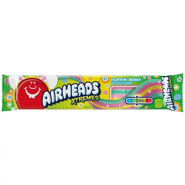 Airheads Xtremes Cinturones de bayas arcoíris agrias de 2 oz