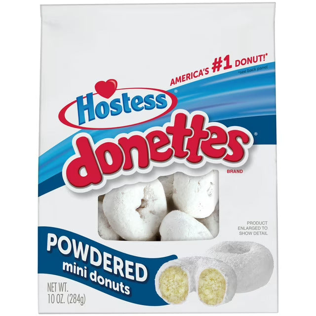 HOSTESS Powdered DONETTES Bag, Sugar Mini Donuts - 10 oz