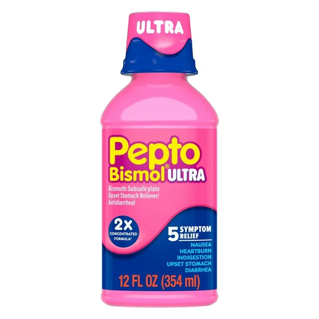 Pepto Bismol Ultra Líquido, alivio del malestar estomacal y la diarrea, medicamento de venta libre, 12 fl. oz.