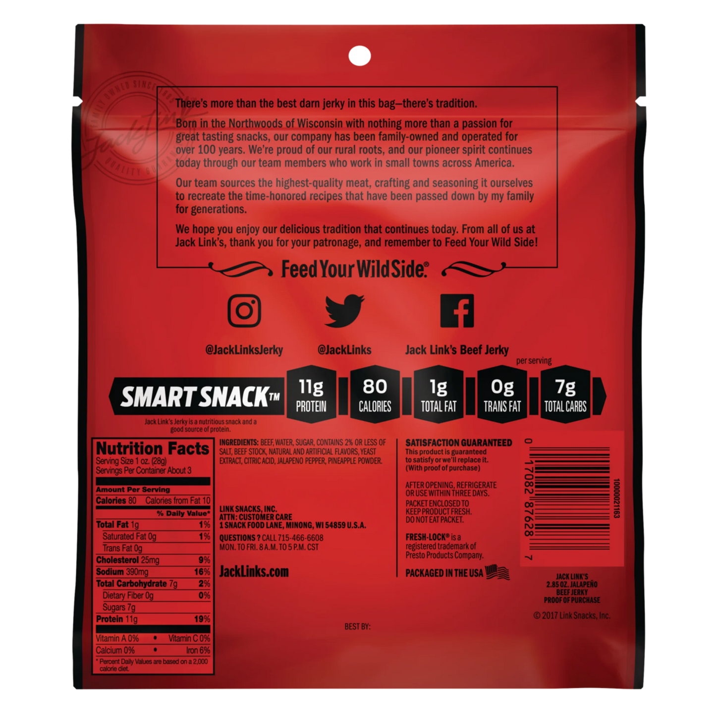 Jack Links Beef Jerky, Jalapeno, 2.85oz