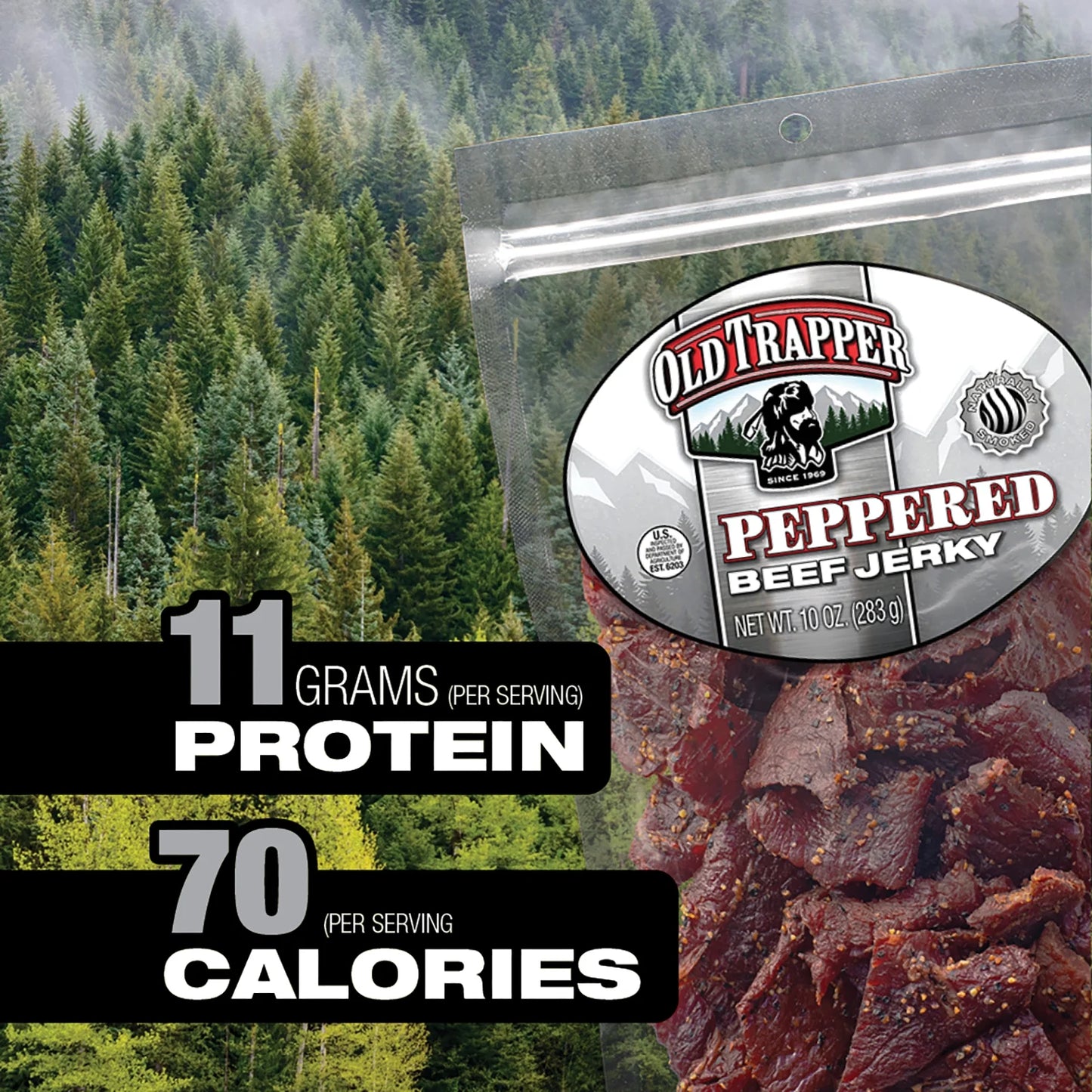 Old Trapper Peppered Beef Jerky 10oz Resealable Bag