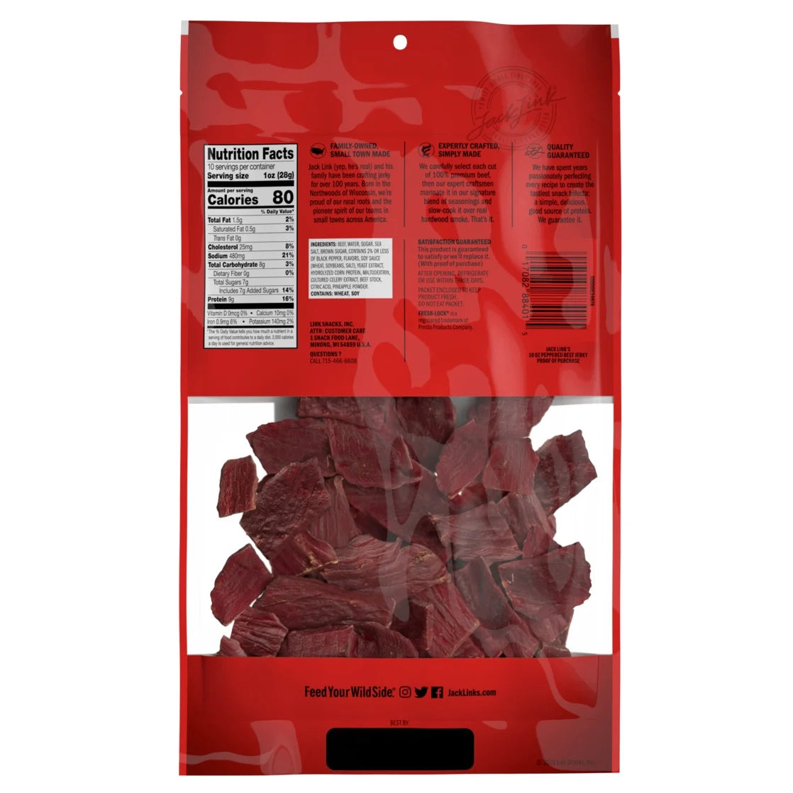 10 Ounce Jack Link's Beef Peppered Jerky 1/1 Count