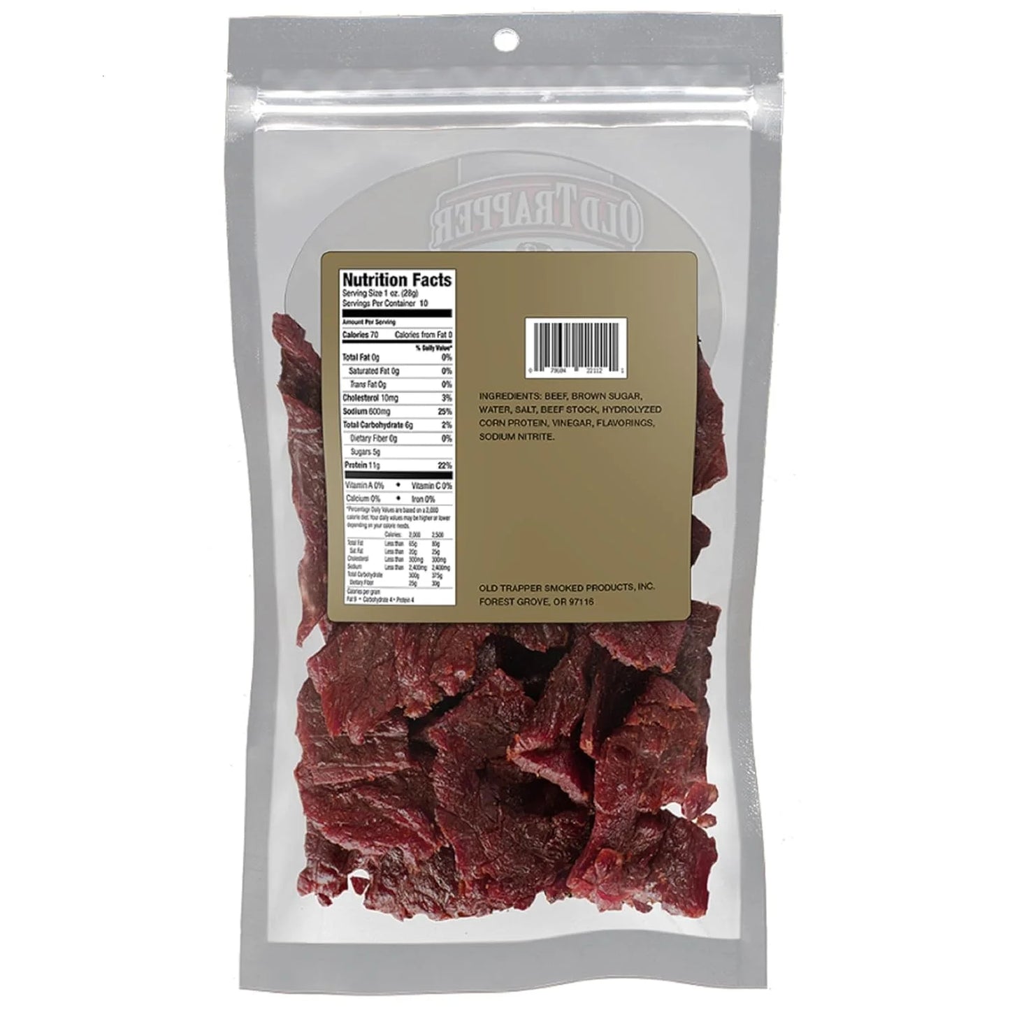 Old Trapper Naturally Smoked Original Old Fashioned Beef Jerky 10oz Resealable Bag