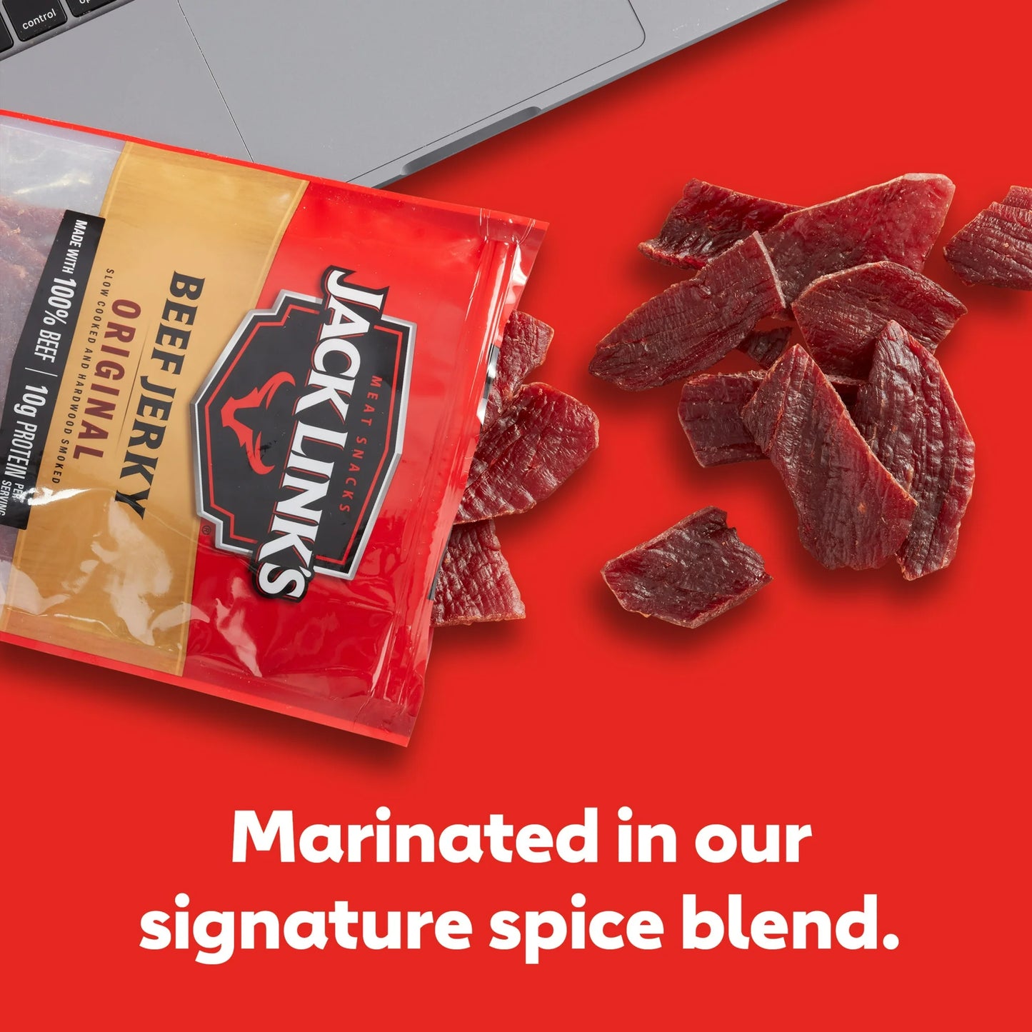 Jack Link’s Beef Jerky, 100% Beef, Original, 2.85 oz, 10g of Protein Per Serving