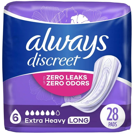 Compresas para incontinencia Always Discreet extra gruesas y largas, 28 unidades