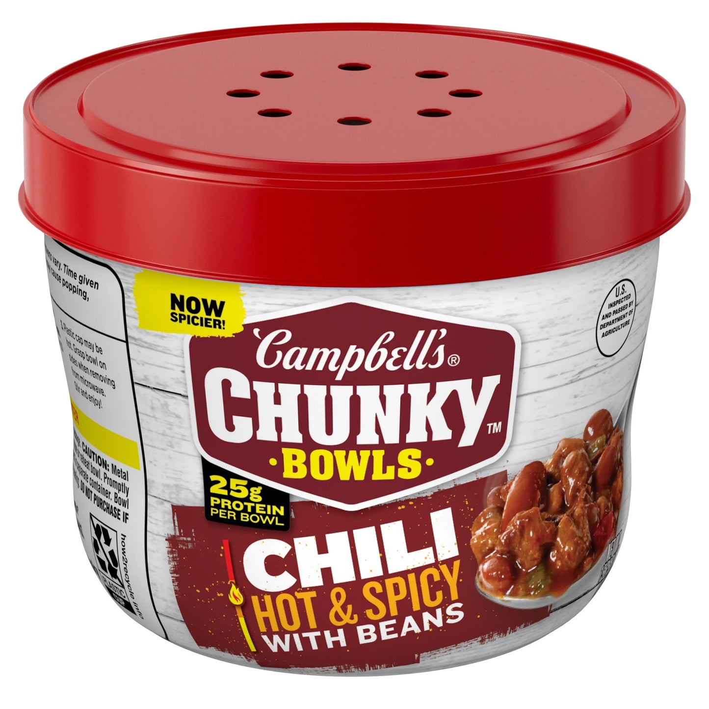 Campbell’s Chunky Hot and Spicy Chili with Beans, 15.25 oz Microwavable Bowl
