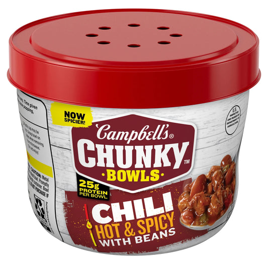 Campbell’s Chunky Hot and Spicy Chili with Beans, 15.25 oz Microwavable Bowl