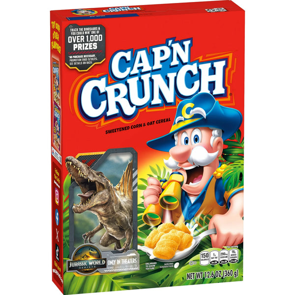 Cap'n Crunch Sweetened Corn & Oat Crunchy Cereal, 12.6 oz. Single box