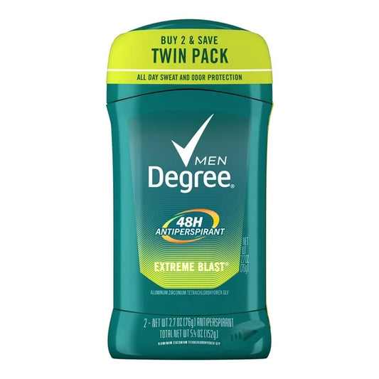 Desodorante antitranspirante en barra Degree de larga duración para hombre, paquete doble, menta, 2.7 oz