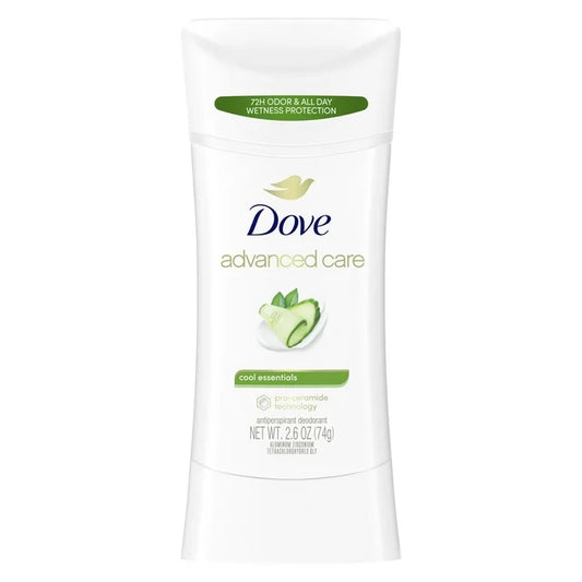 Desodorante antitranspirante en barra Dove Advanced Care de larga duración para mujer, Cool Essentials, 2.6 oz