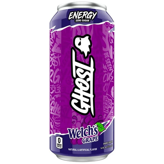 GHOST® ENERGY Zero Sugars Energy Drink, Welch's Grape, 200mg Natural Caffeine, 16 fl oz Can