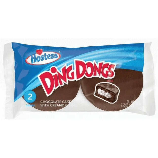 Hostess Ding Dongs, Chocolate Cake, Fudge Coated, Single Serve, 2.55 oz., 2-Count Wide Regular.