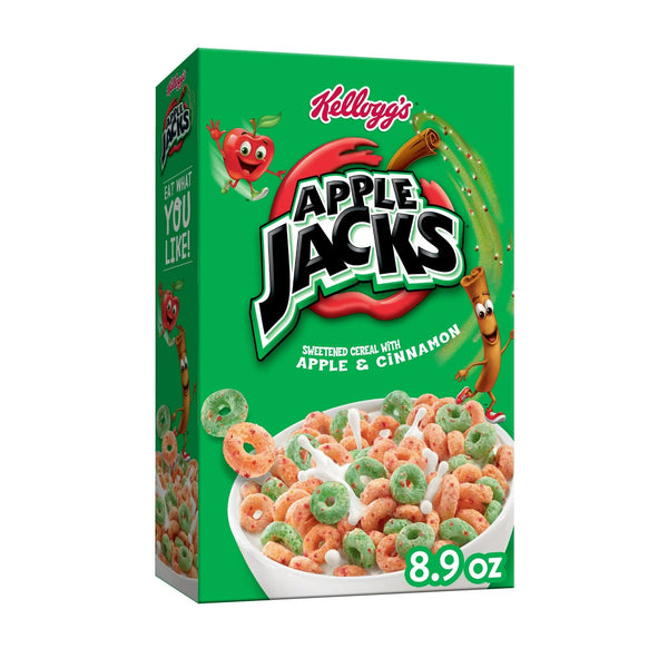 Kellogg's Apple Jacks Breakfast Cereal, Kids Cereal, Family Breakfast, Original, 8.9oz Box (1 Box)