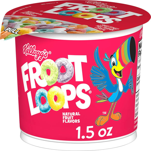 Kellogg's Froot Loops Cold Breakfast Cereal Cup, Fruit Flavored, Breakfast Snacks with Vitamin C, Original, 1.5oz Cup (1 Cup)