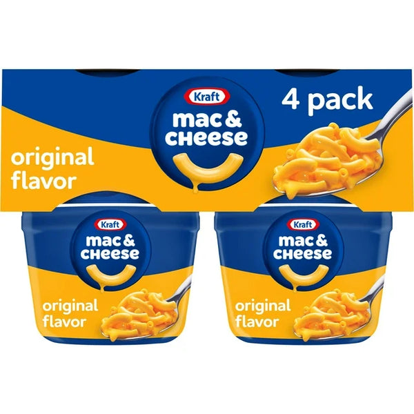 Macarrones con queso Kraft Original, tazas de queso para microondas, paquete de 4, 2.05 oz
