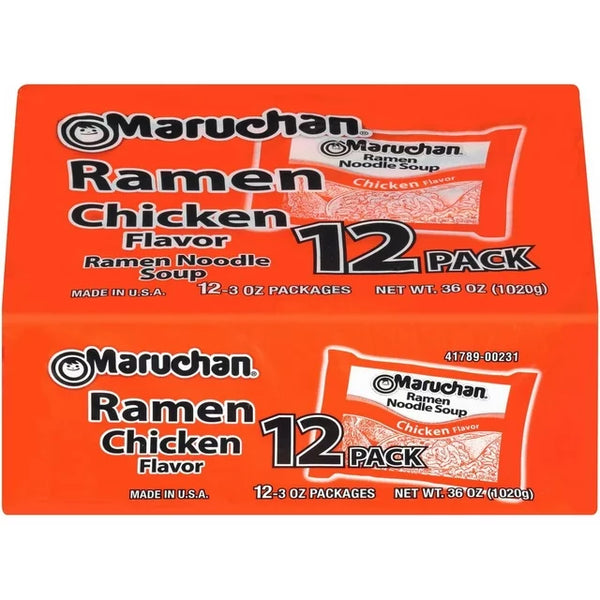 Sopa de fideos ramen Maruchan con sabor a pollo, 3 oz, 12 unidades