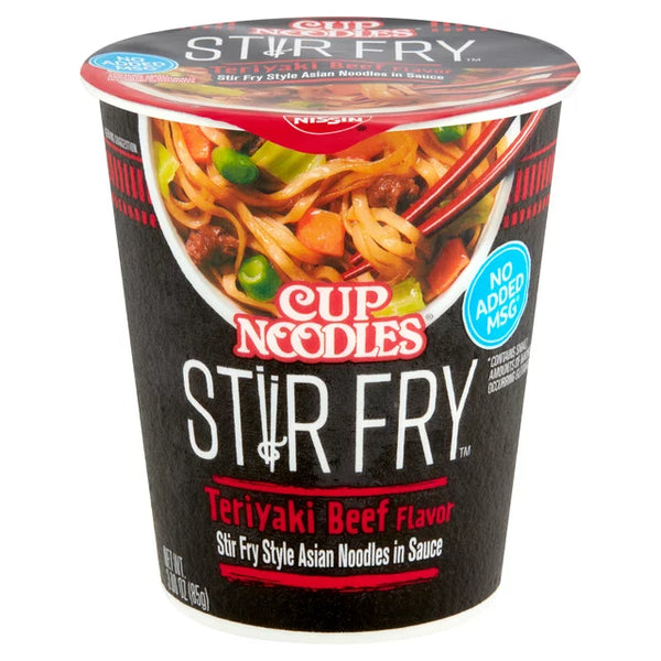 Fideos asiáticos Nissin Cup-Noodles salteados con sabor a carne teriyaki en salsa, 2.89 oz