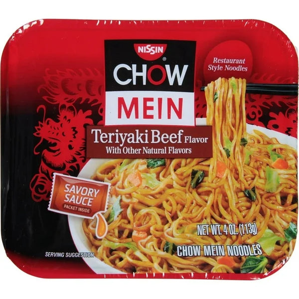 Fideos Chow Mein Nissin con sabor a teriyaki y carne de res, 4 oz
