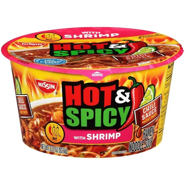 Sopa de fideos ramen Nissin® picante con camarones, tazón de 3.27 oz