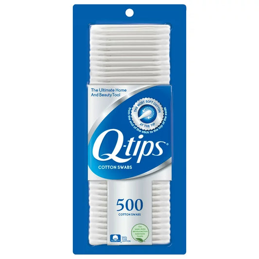 Hisopos de algodón Q-tips originales para higiene y cuidado de la belleza, hechos con 100% algodón, 500 unidades