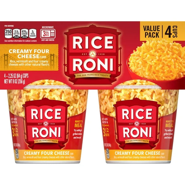 Arroz cremoso con sabor a cuatro quesos Rice-A-Roni, 2.11 oz, paquete de 4