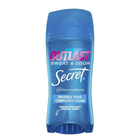Desodorante antitranspirante sólido invisible Secret Outlast para mujer, aroma completamente limpio, 77 g