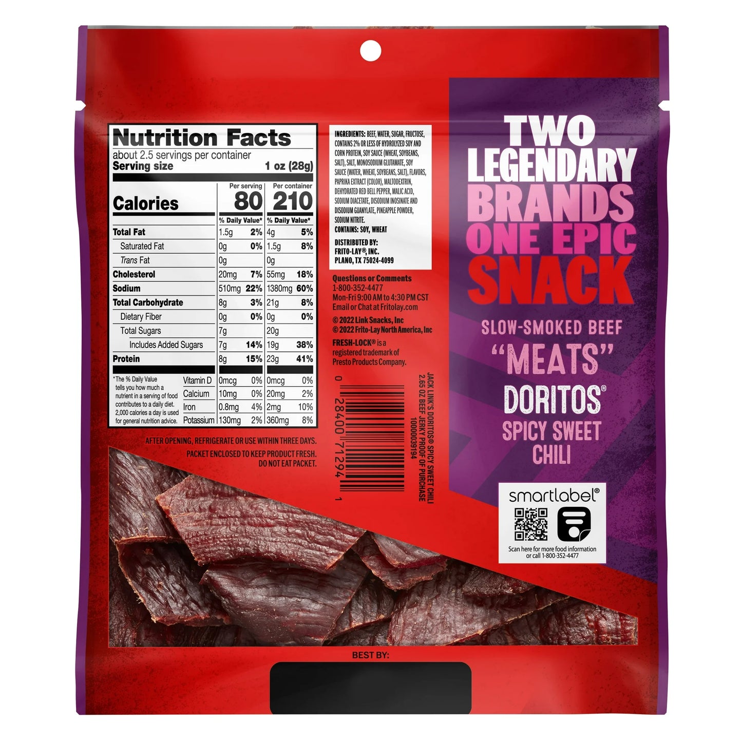 Jack Link’s® Doritos® Spicy Sweet Chili Flavored Beef Jerky, 2.65 oz