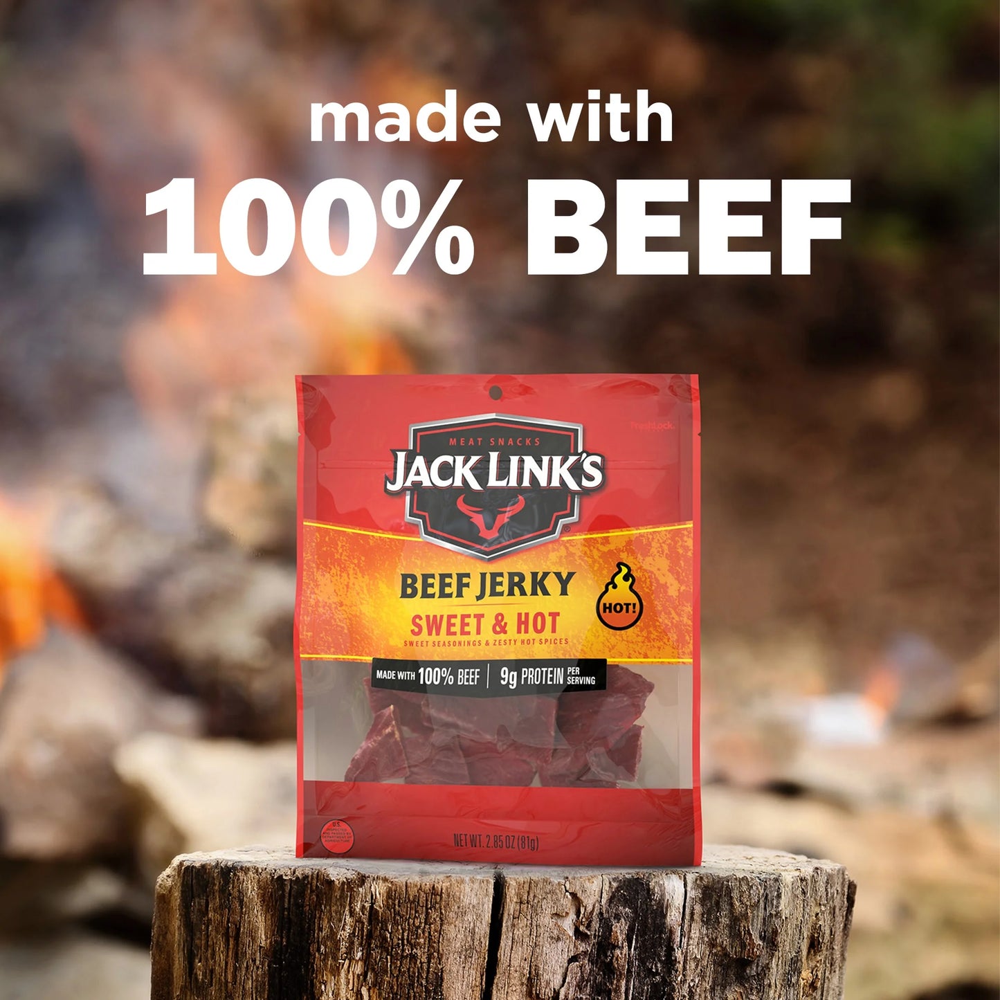 Jack Link’s Beef Jerky, Sweet & Hot, 100% Beef, 9g of Protein per Serving, 2.85 oz Bag