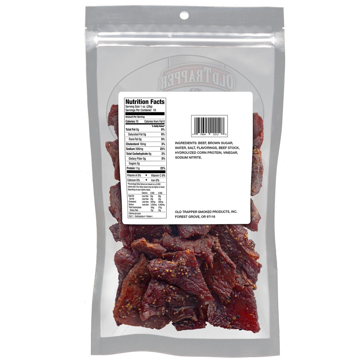 Old Trapper Peppered Beef Jerky 10oz Resealable Bag